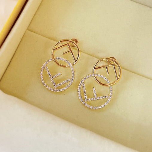 Luxury FendiDOUBLE F EARRINGS GOLD DIAMOND