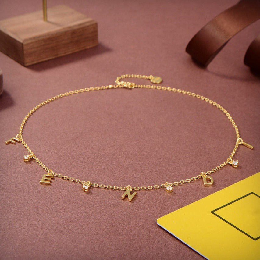 Luxury FendiFEN GOLD DIAMOND NECKLACE
