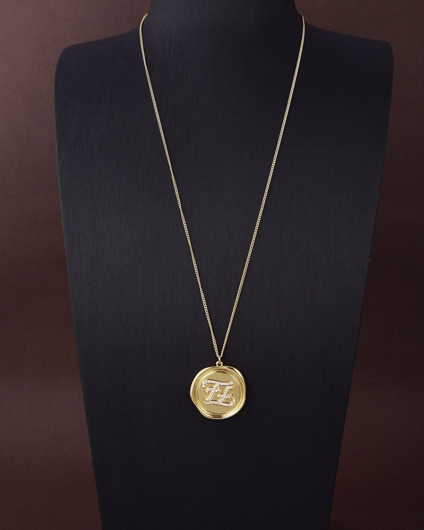 Luxury FendiFF NECKLACE GOLD DIAMOND
