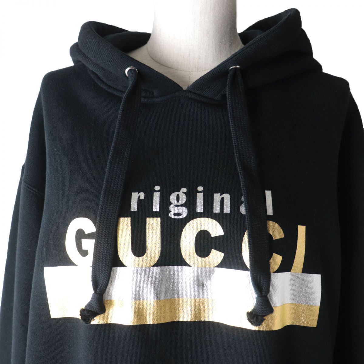 Luxury Gucci Trending 2025 Logo Print Cotton Hooded Dress Black S