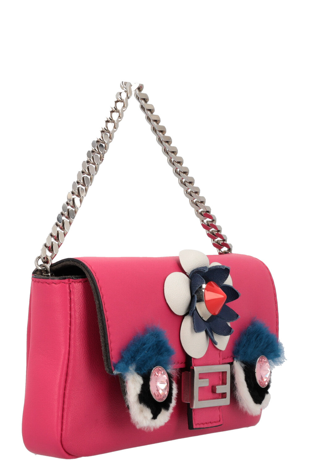 Luxury Fendi Micro Monster Baguette Pink