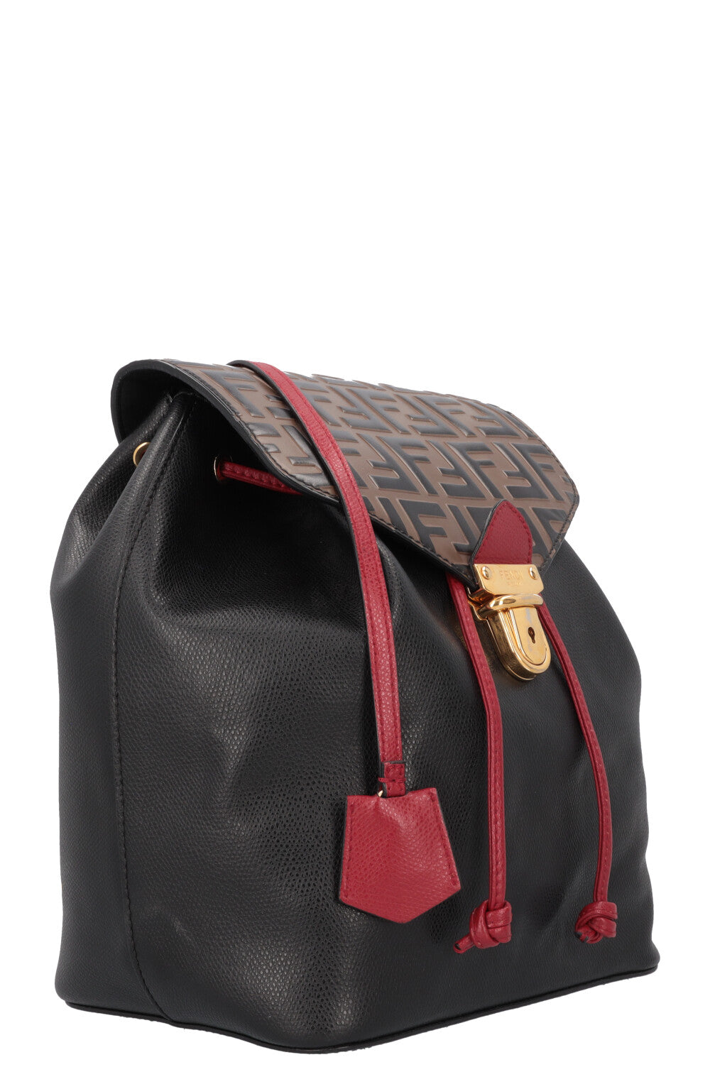 Luxury Fendi Zucca Print Backpack Leather Black