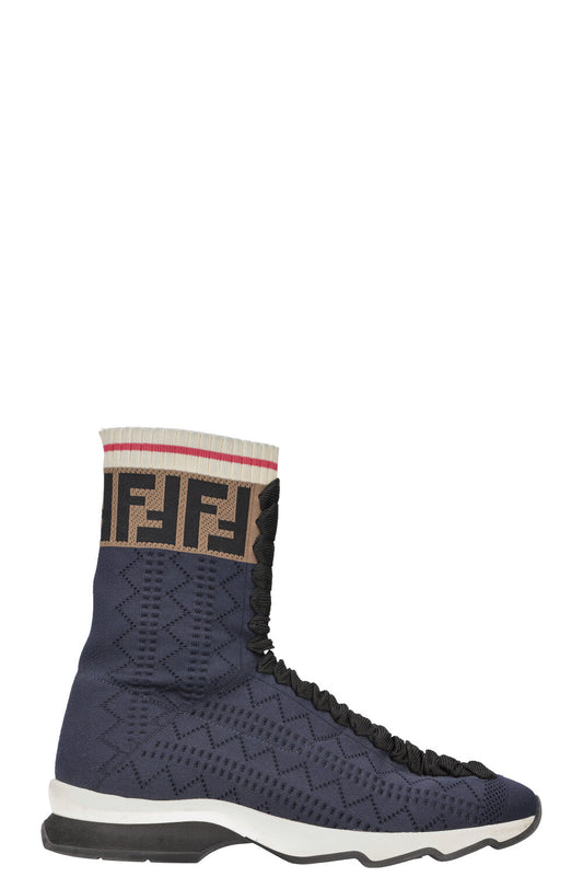Luxury Fendi Sock Sneakers Logo Blue