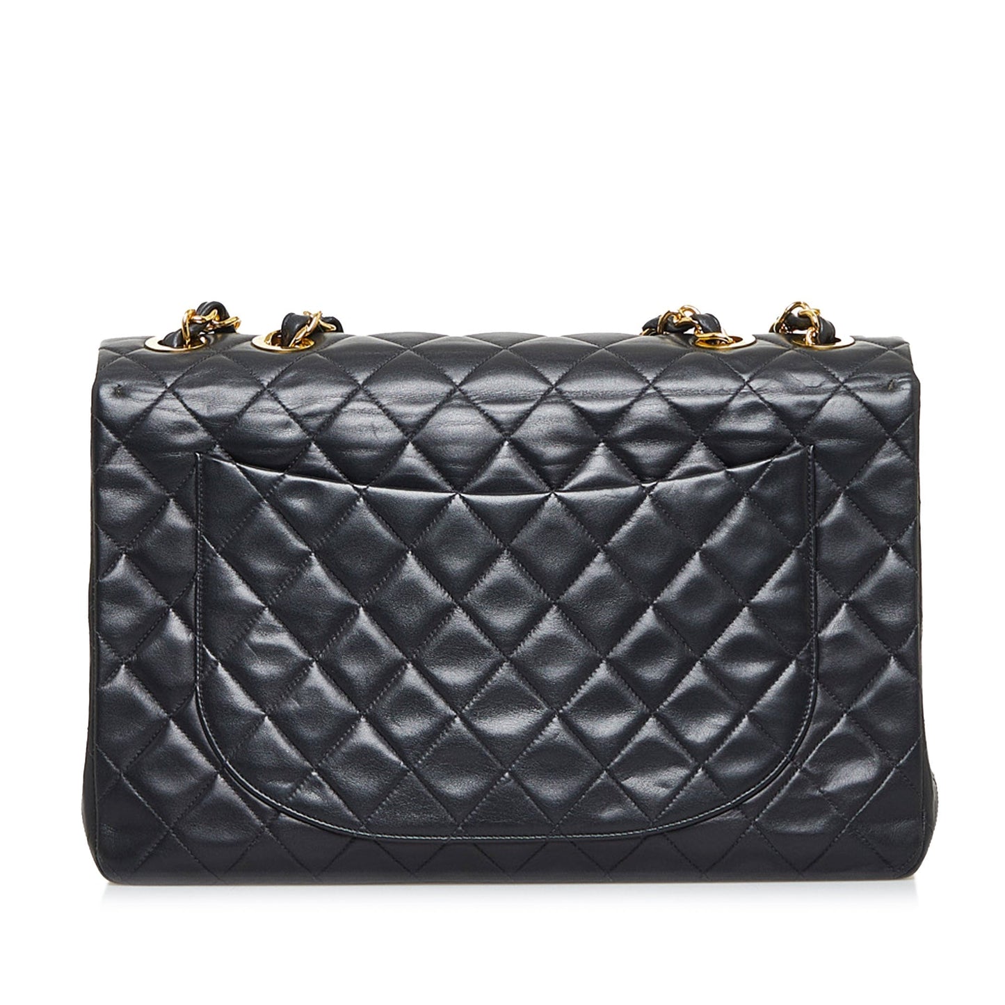 Luxury Chanel Classic Single Flap Maxi Black Lambskin Gold
