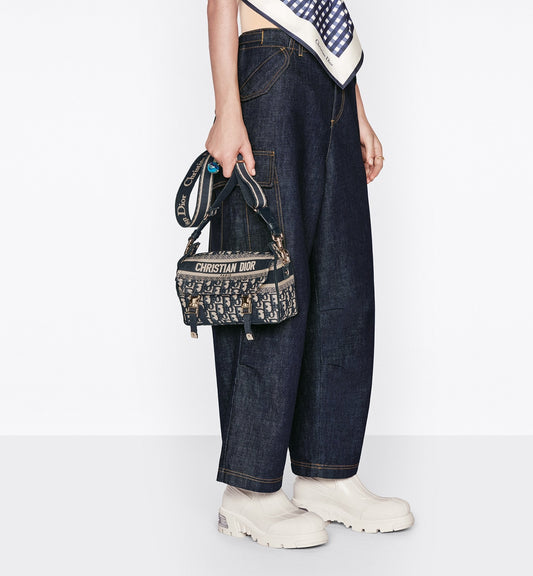 Small Luxury Diorcamp Bag Blue Luxury Dior Oblique Embroidery