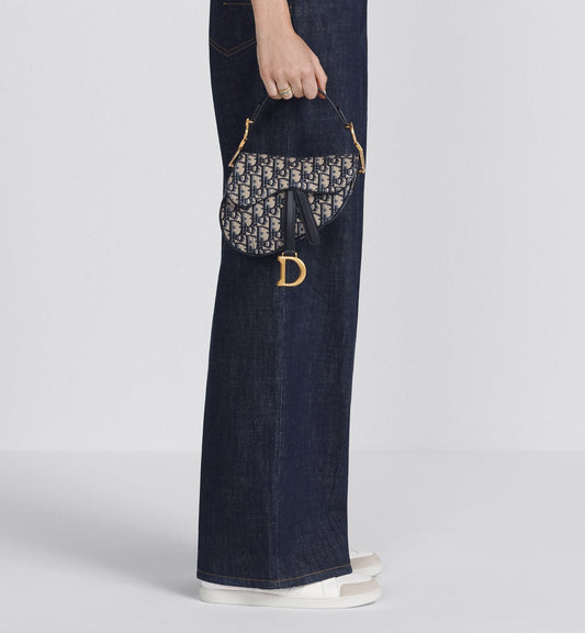 Mini Saddle Bag With Strap Blue Luxury Dior Oblique Jacquard
