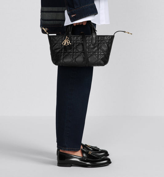 Small Luxury Dior Toujours Bag Black Macrocannage Calfskin