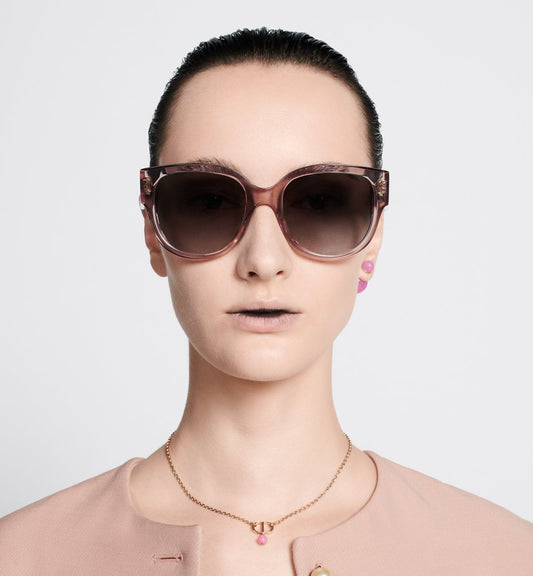 Luxury Diorpacific B2I Transparent Pink Butterfly Sunglasses