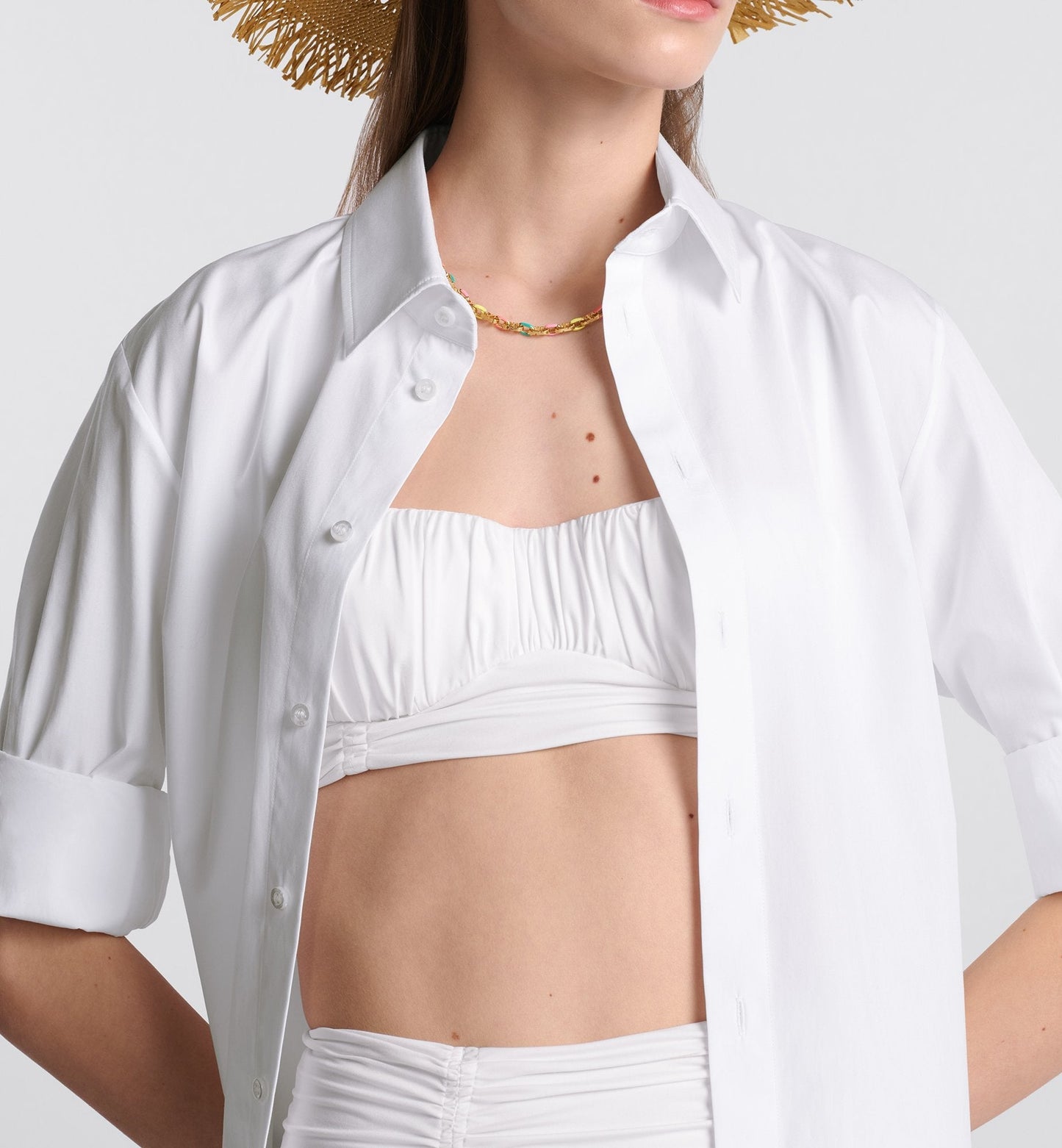 Luxury Dioriviera Swimsuit Top White Technical Fabric