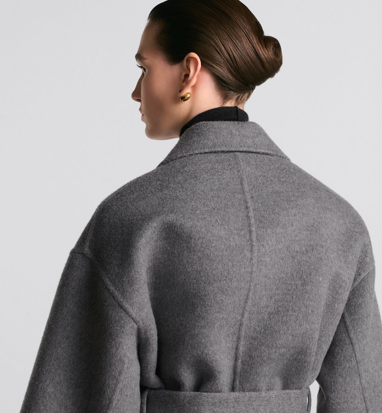 Coat With Belt Gray Double Sided Virgin Wool And Silk With Miss Luxury Dior Allover Interior