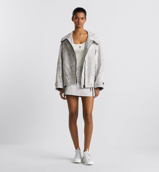 Luxury Dioramour Skort White Technical Taffeta Jacquard With Black And Red Je Vous Adore Motif