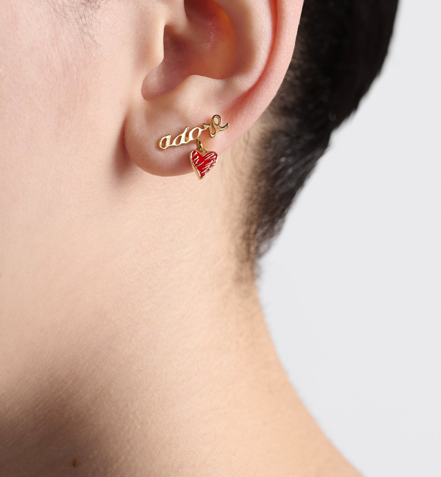 Luxury Dioramour Je Vous Adore Earrings Gold Finish Metal And Red Lacquer