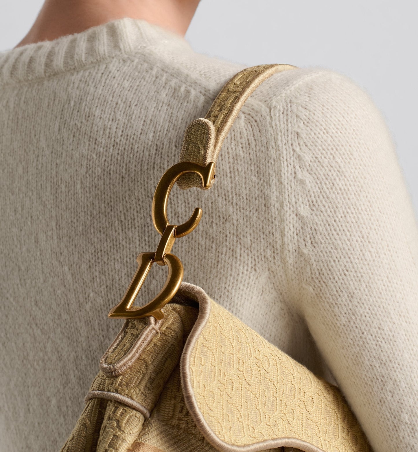 Saddle Bag Beige Luxury Dior Oblique Embroidered Raffia