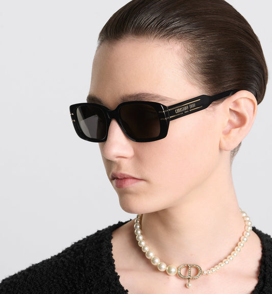 Luxury Diorsignature S12I Black Rectangular Sunglasses
