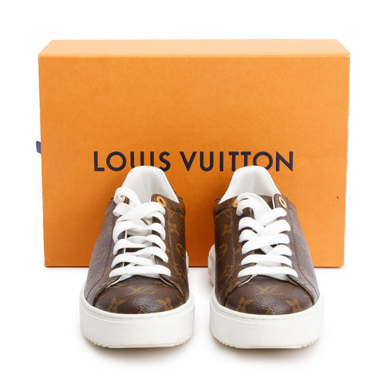 Louis Vuitton 2020 Monogram Time Out Sneakers, Size 38.5