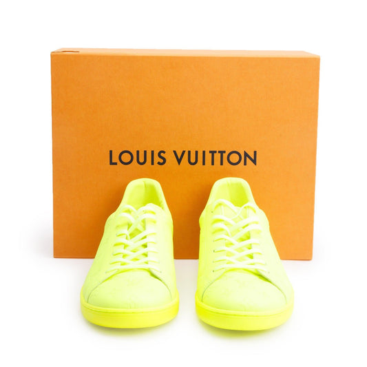 Louis Vuitton 2021 Neon Yellow Monogram Empreinte Leather Luxembourg Sneakers, Size 13