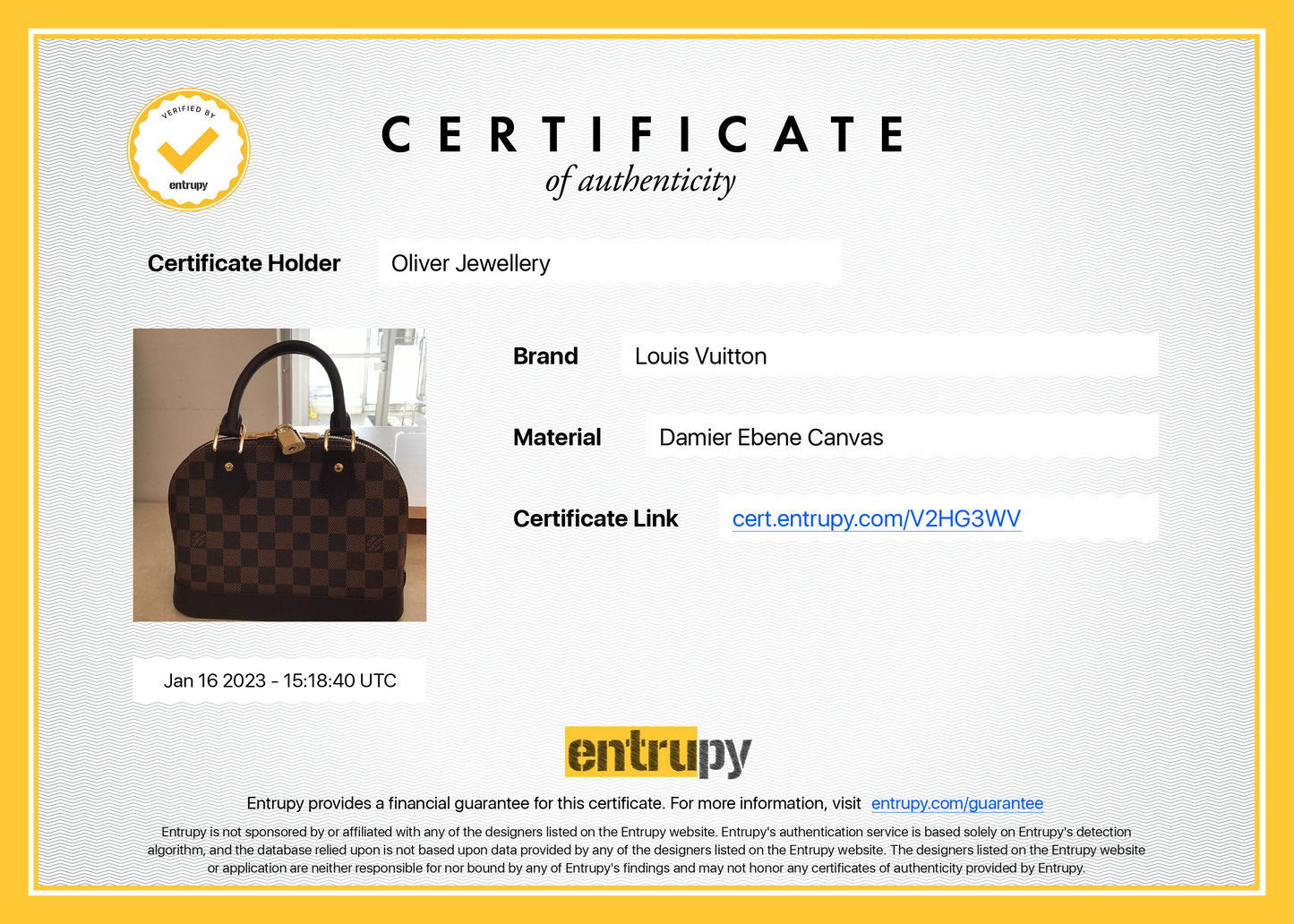 Louis Vuitton 2022 Damier Ebene Alma BB