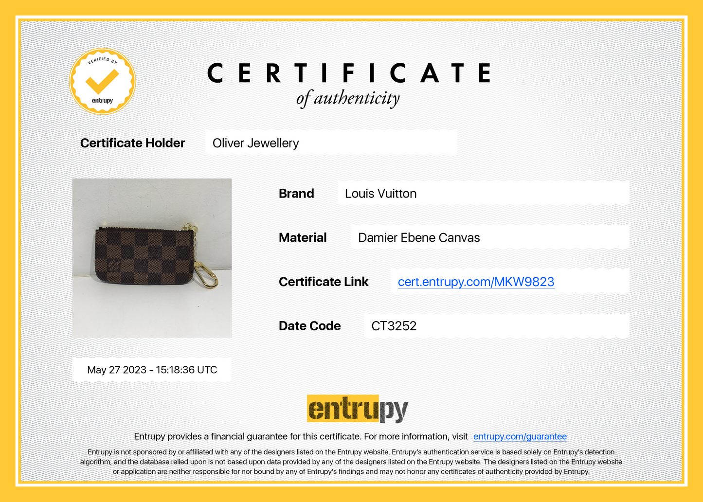Louis Vuitton 2022 Damier Ebene Key Pouch