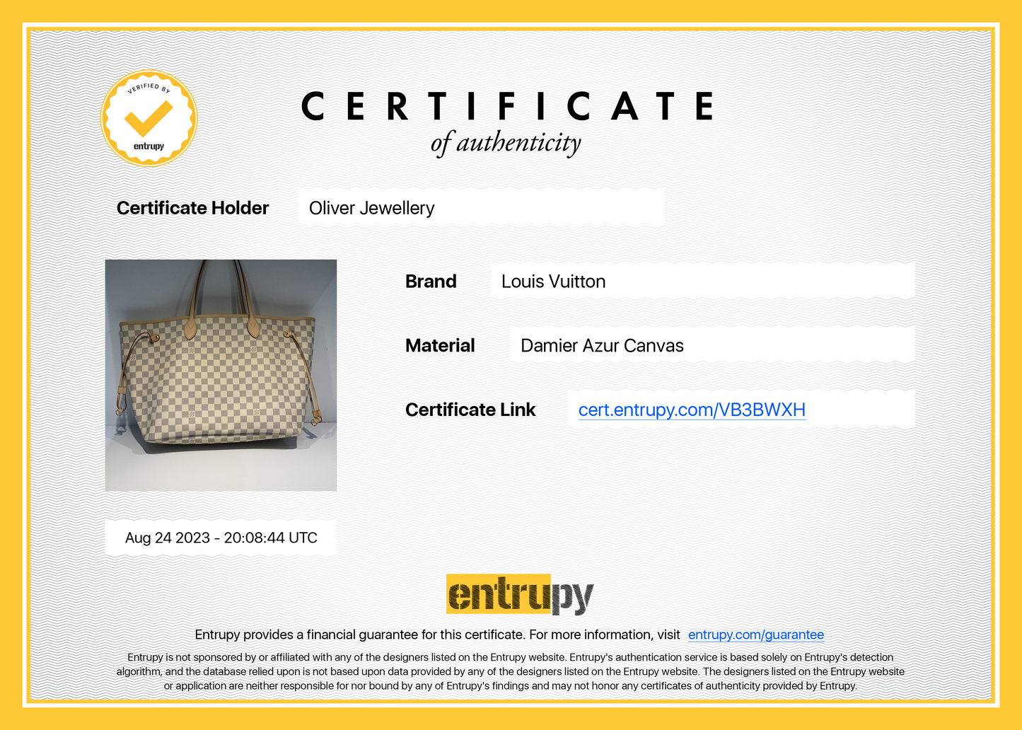Louis Vuitton 2023 Damier Azur Neverfull GM