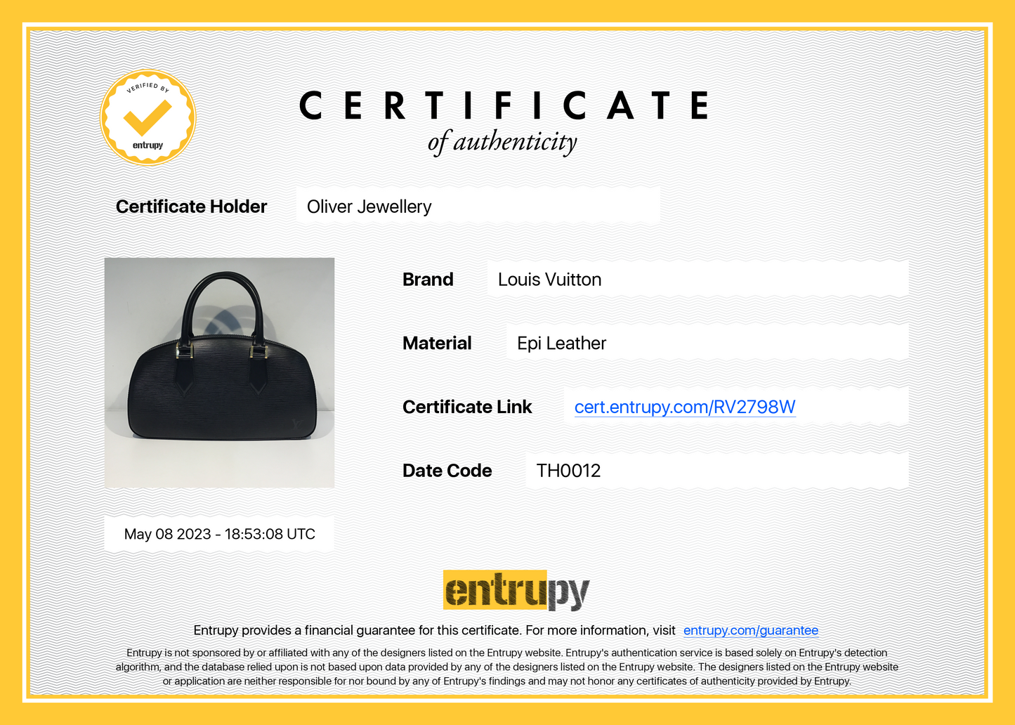 Louis Vuitton Black Epi Jasmin Bag