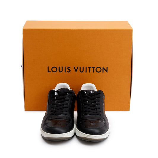 Louis Vuitton Black Monogram Leather Rivoli Men's Sneakers, Size 7.5