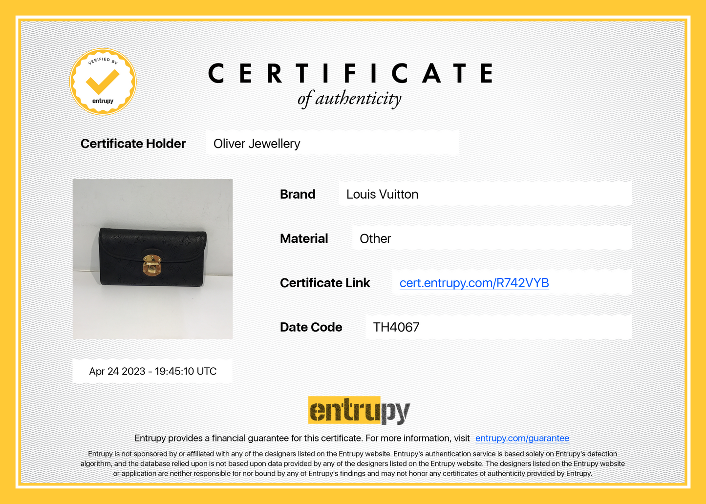 Louis Vuitton Black Monogram Mahina Leather Amelia Wallet