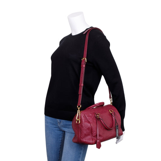 Louis Vuitton Burgundy Monogram Empreinte Leather Speedy Bandouliere 25