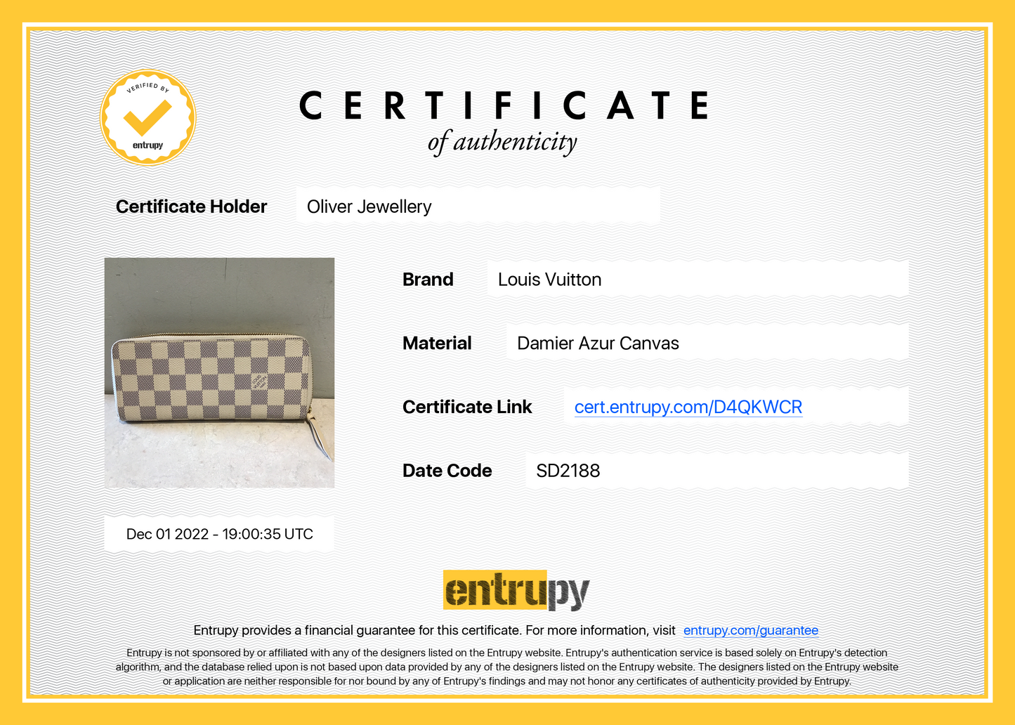 Louis Vuitton Damier Azur Clemence Wallet