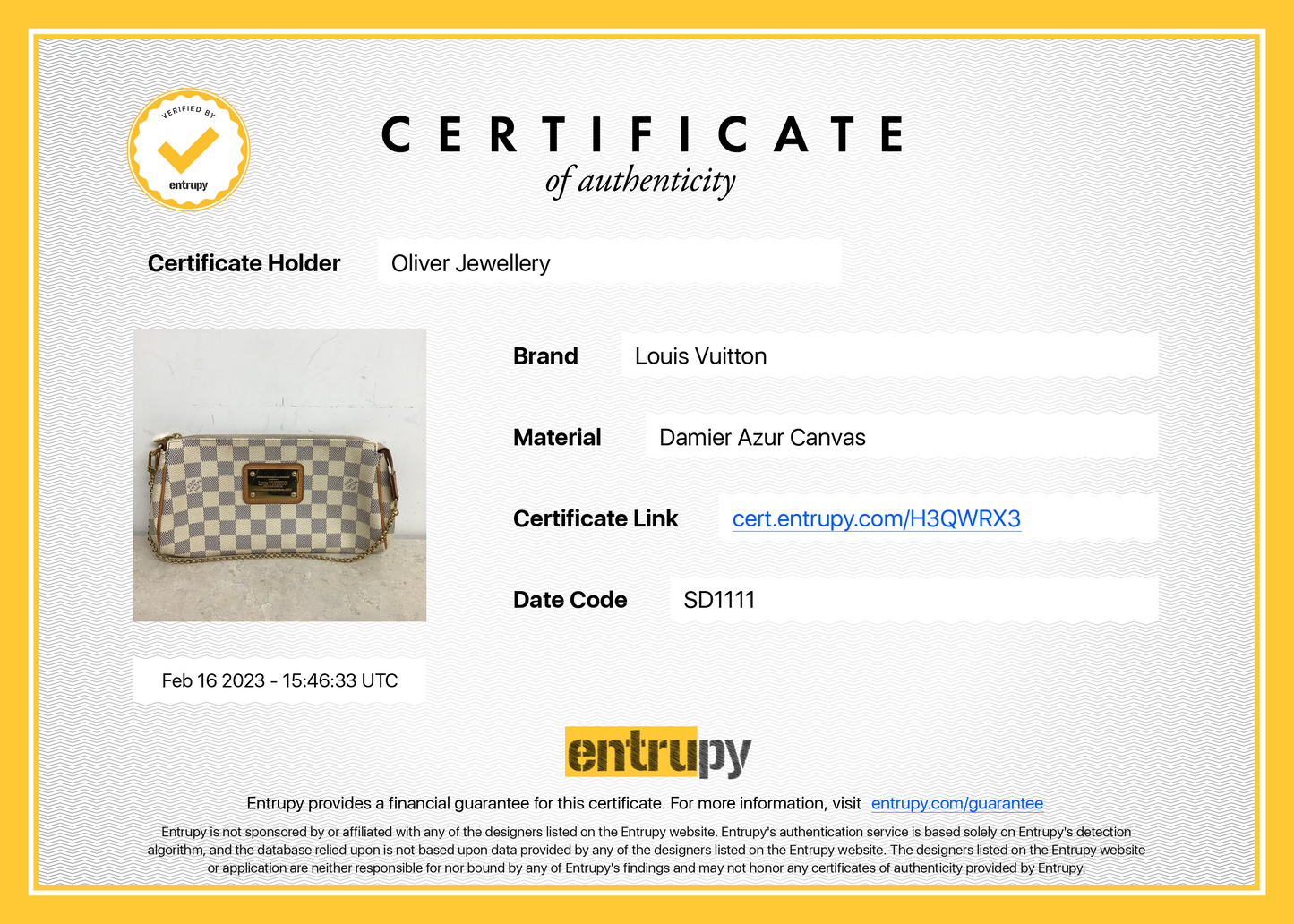 Louis Vuitton Damier Azur Eva Clutch