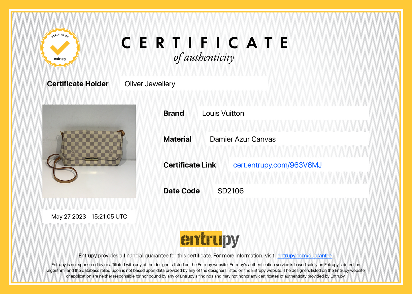 Louis Vuitton Damier Azur Favorite MM
