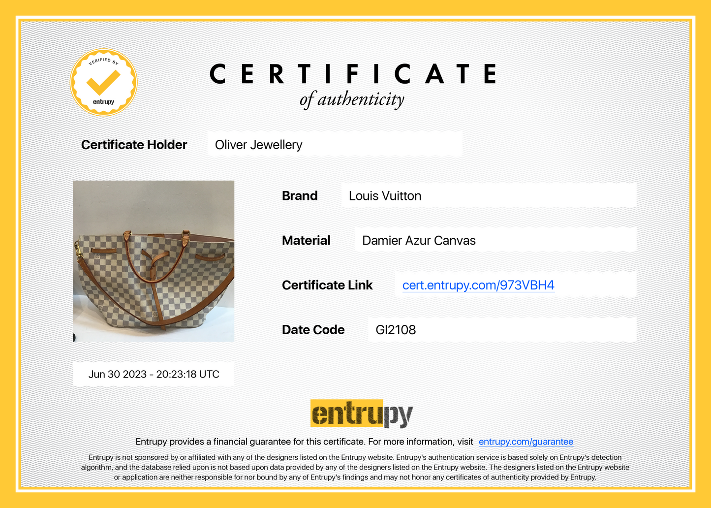 Louis Vuitton Damier Azur Girolata Bag