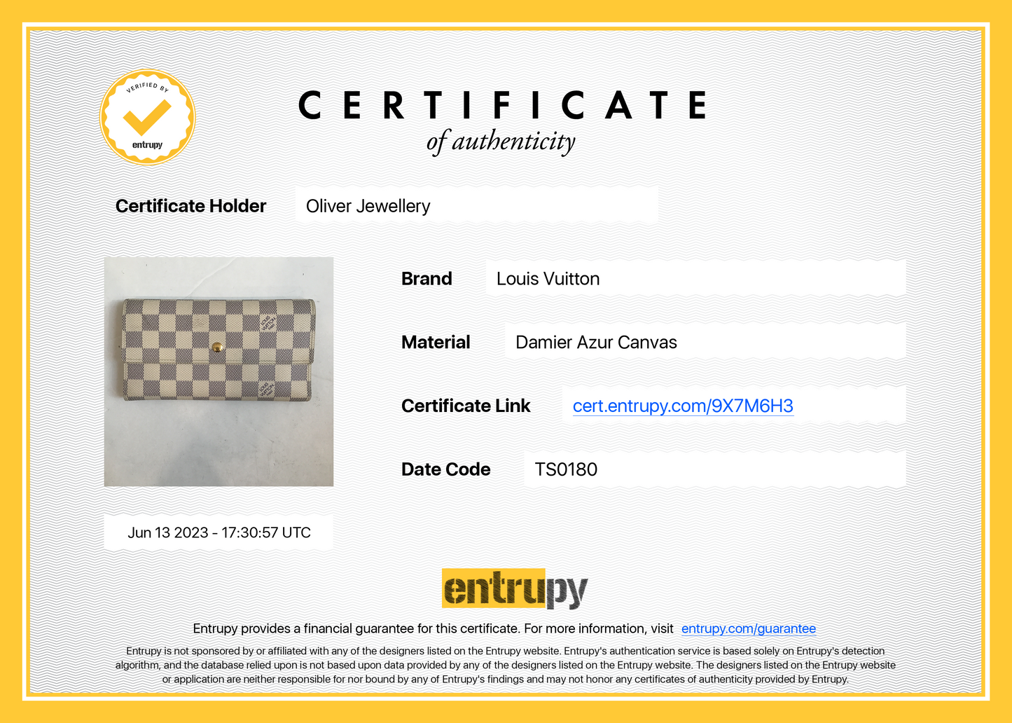 Louis Vuitton Damier Azur Porte Tresor International Wallet