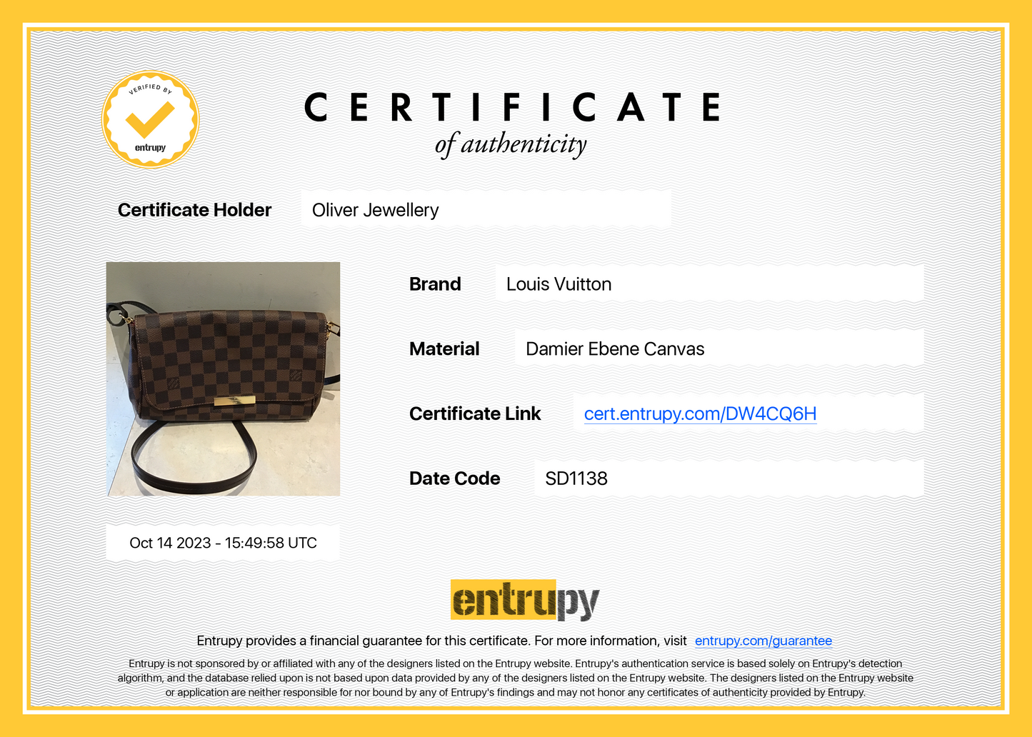 Louis Vuitton Damier Ebene Favorite MM