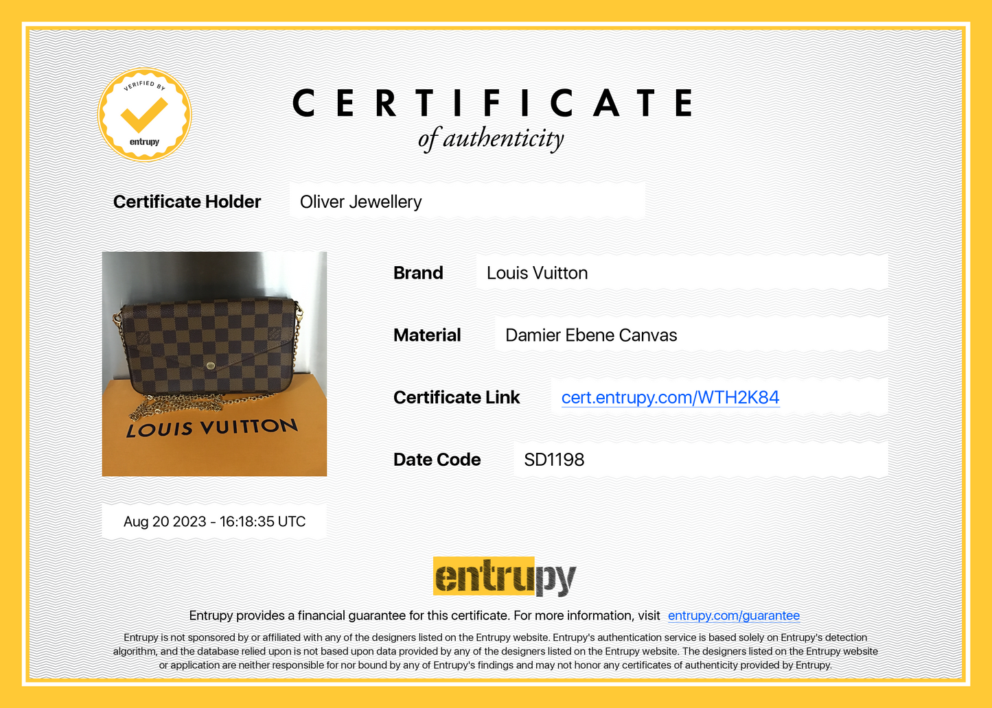 Louis Vuitton Damier Ebene Felicie Pochette Bag