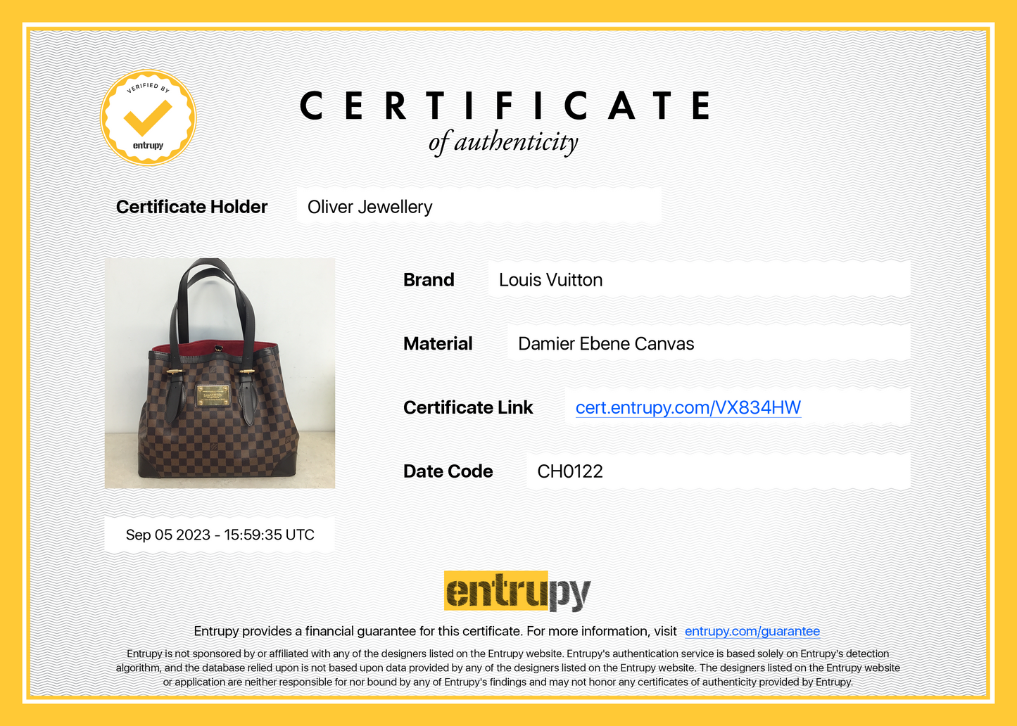 Louis Vuitton Damier Ebene Hampstead MM