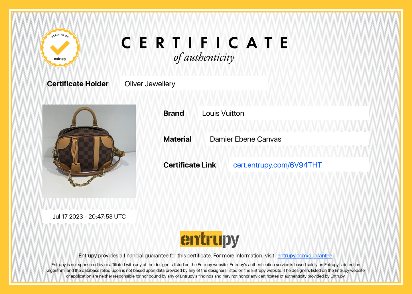 Louis Vuitton Damier Ebene Valisette Souple BB
