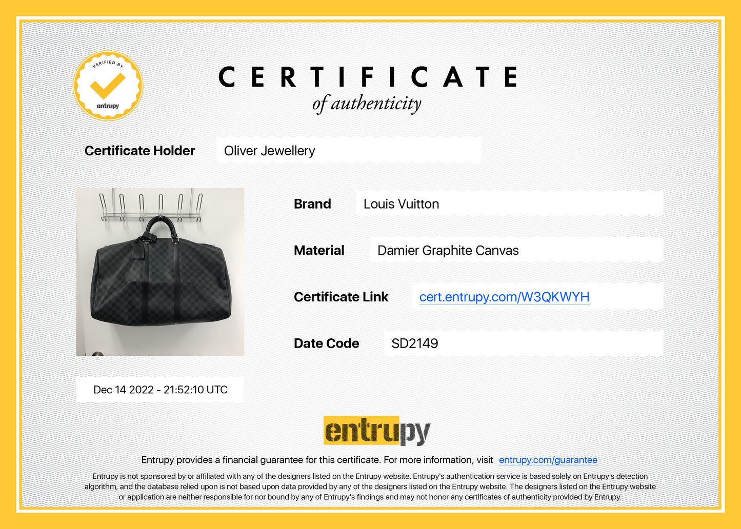 Louis Vuitton Damier Graphite Keepall Bandouliere 55