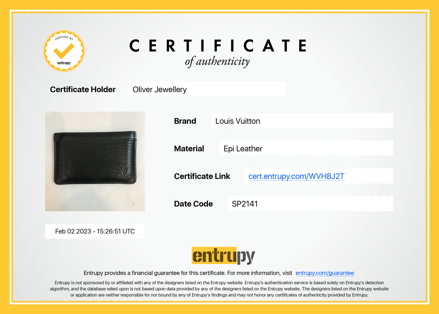 Louis Vuitton Epi Leather Card Holder