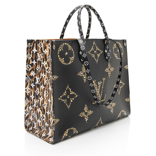 Louis Vuitton Giant Monogram Canvas Jungle Onthego GM Tote (SHF-UZF7TB)