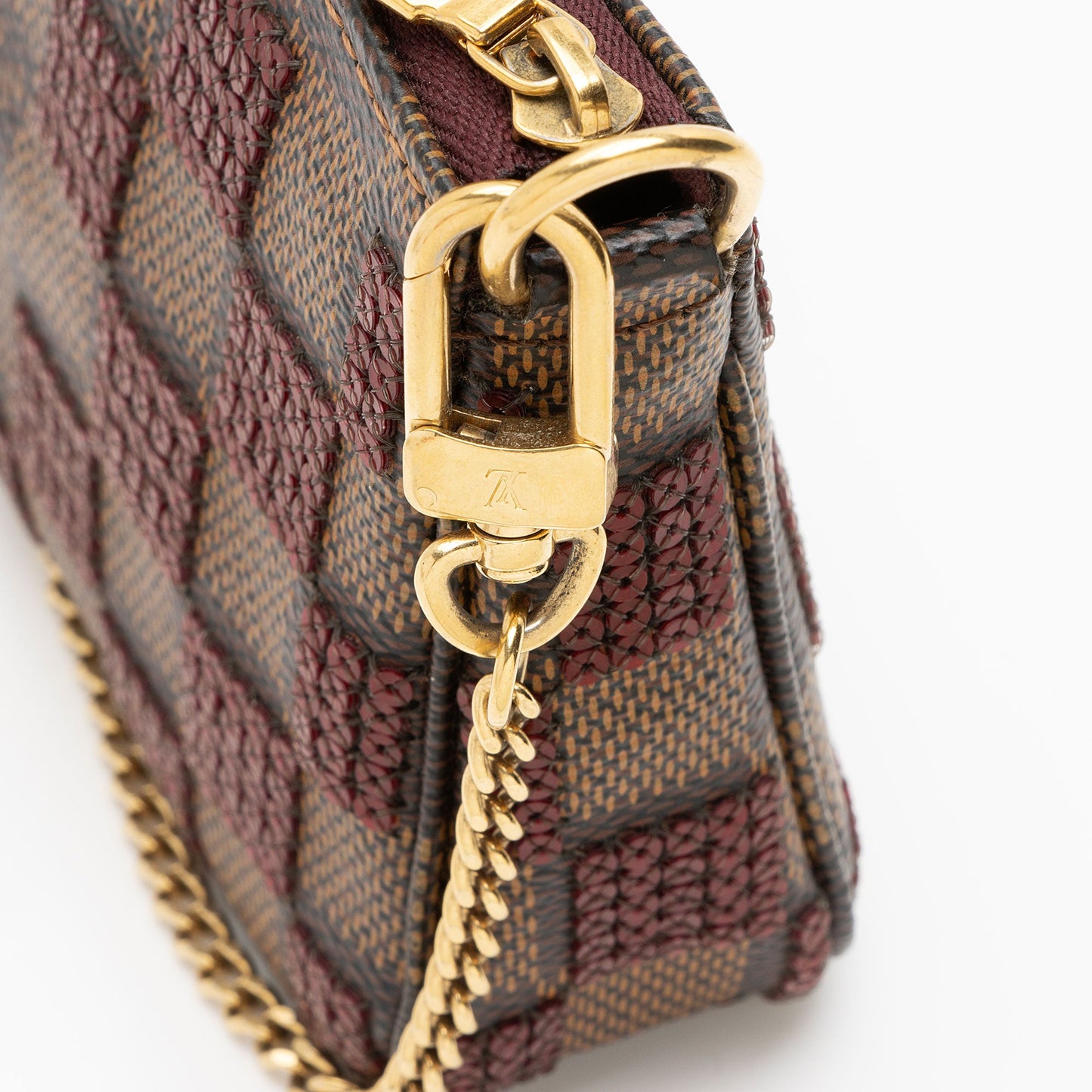 Louis Vuitton Limited Edition Damier Ebene Paillettes Mini Accessoires Pochette (SHF-SH58wT)