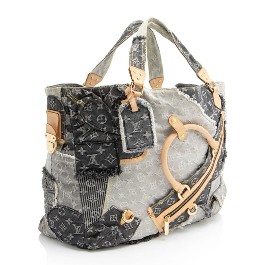 Louis Vuitton Limited Edition Monogram Denim Patchwork Cabby Tote