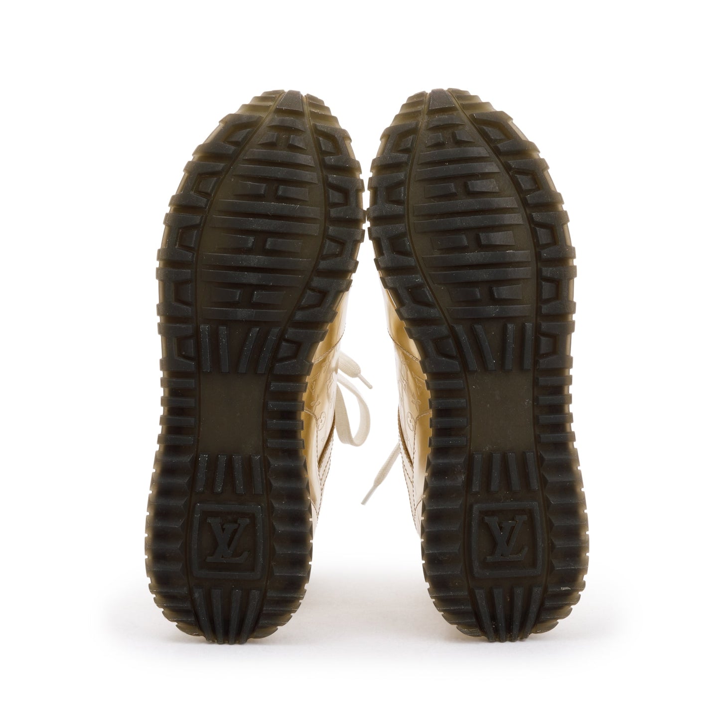 Louis Vuitton Metallic Gold Leather Run Away Sneakers, Size 36