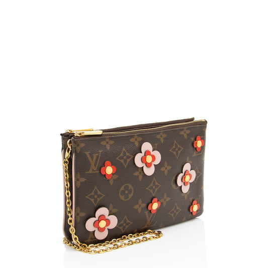 Louis Vuitton Monogram Canvas Blooming Flowers Double Zip Pochette