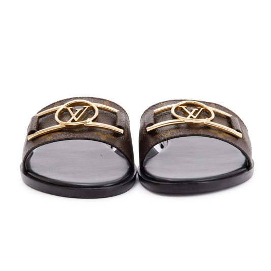 Louis Vuitton Monogram Lock it Flat Mule, Size 37