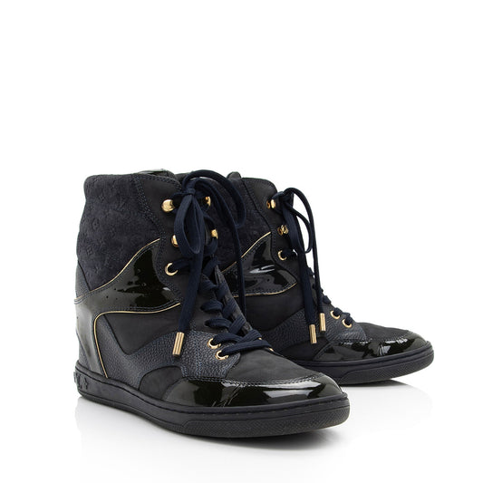 Louis Vuitton Monogram Suede Millenium Wedge Sneakers - Size 8 / 38 (SHF-Bhh7EF)