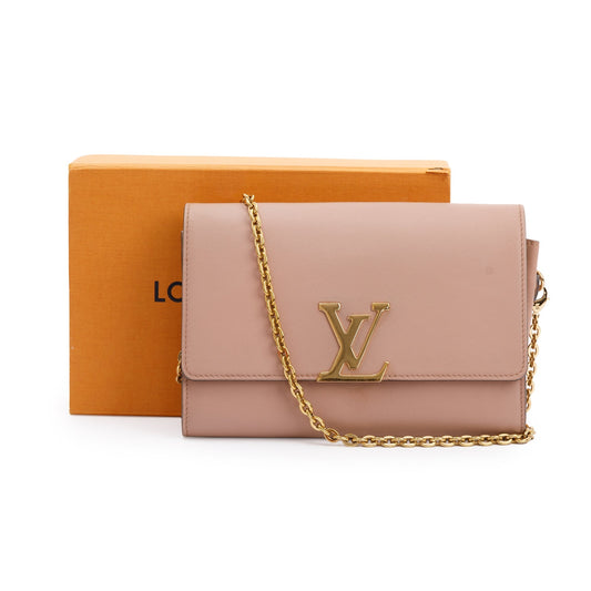 Louis Vuitton Pink Calfskin Louise Chain Clutch GM