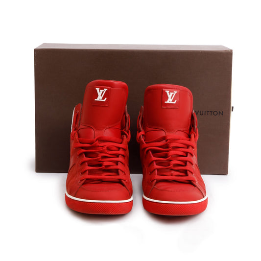 Louis Vuitton Red Leather AW2012 High-Top Sneakers, Size 8.5