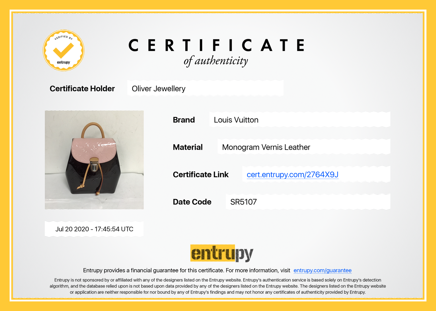 Louis Vuitton Vernis Hot Springs Backpack