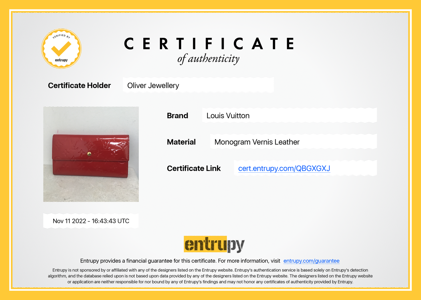 Louis Vuitton Vernis Sarah Wallet