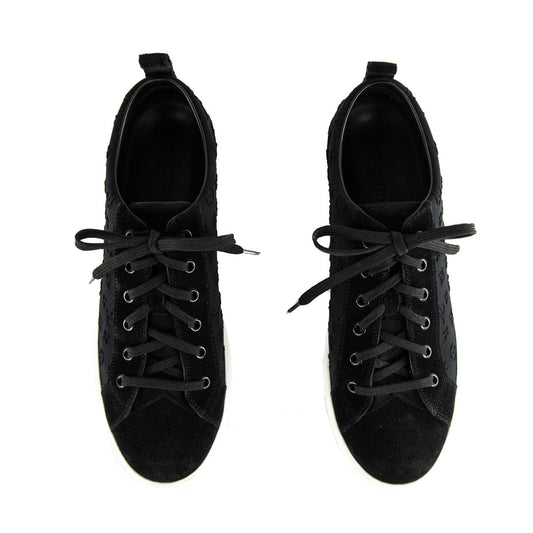 Louis Vuitton Black Suede Monogram Low Top Sneakers Size US 11 | EU 41